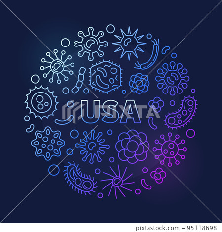 Vector Coronavirus in USA circular colorful outline illustration Vector Coronavirus in USA circular colorful outline illustration 95118698