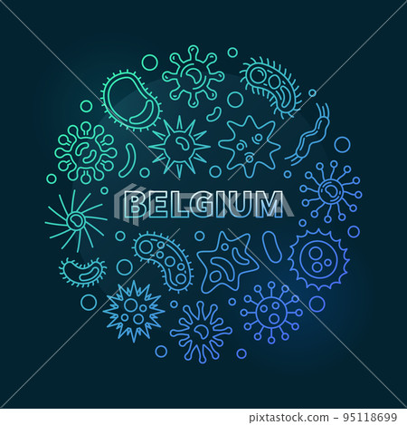 Coronavirus in Belgium vector round colored linear illustration 95118699