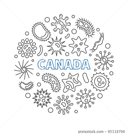 Coronavirus in Canada vector round concept line illustration Coronavirus in Canada vector round concept line illustration 95118700