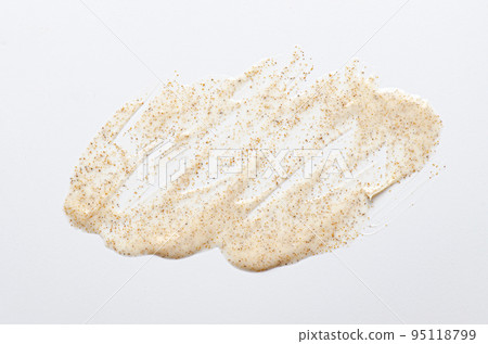 Sample cream scrub for washing with vitamin F. An exfoliating skin care product. White background 95118799