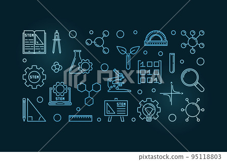 STEM vector concept blue linear horizontal modern banner 95118803