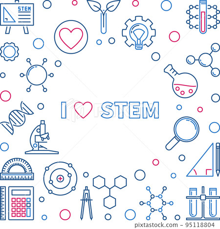 I Love STEM vector concept creative illustration or frame 95118804