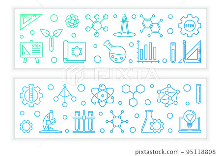 STEM vector concept colorful banners in outline style 95118808