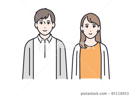 一對面向前方的年輕男女夫婦的矢量插圖素材 一對面向前方的年輕男女夫婦的矢量插圖素材 95118953