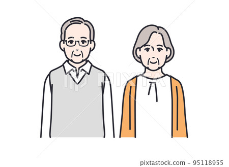 Vector illustration material of a senior couple facing the front Vector illustration material of a senior couple facing the front 95118955