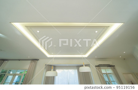 Concealed lighting ceiling or coffer ceiling at home or house. Interior design decoration. Concealed lighting ceiling or coffer ceiling at home or house. Interior design decoration. 95119156