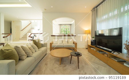 White luxury modern living room interior and decoration at home or house, interior design. Lifestyle. White luxury modern living room interior and decoration at home or house, interior design. Lifestyle. 95119189