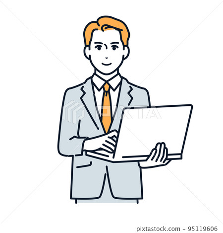 Vector illustration material of a businessman with a laptop 95119606