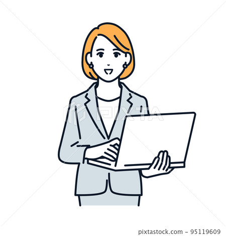 Vector illustration material of a business woman with a laptop Vector illustration material of a business woman with a laptop 95119609