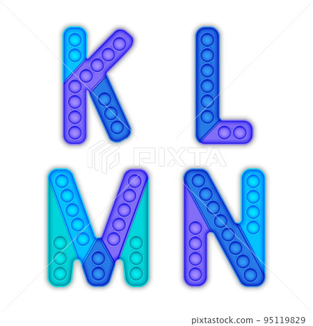 A set of blue realistic pop it toys in the form of an alphabet. A set of blue realistic pop it toys in the form of an alphabet. 95119829