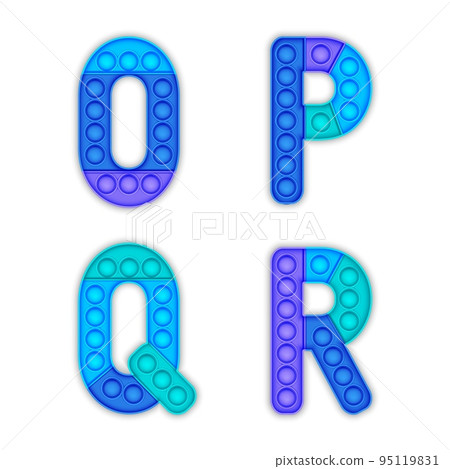 A set of blue realistic pop it toys in the form of an alphabet. A set of blue realistic pop it toys in the form of an alphabet. 95119831