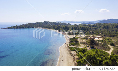Aerial view at the beach. Aerial view at the beach. 95120282
