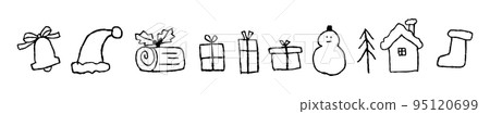 手繪聖誕banner_goods 和snowman_black 手繪聖誕banner_goods 和snowman_black 95120699