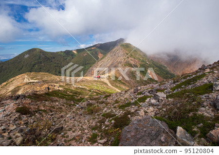 從茶臼山鳥瞰山頂的茶館遺址避難小屋 95120804