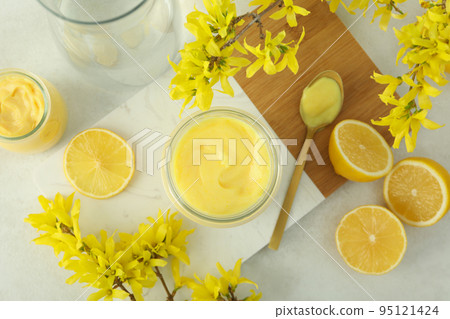 Concept of tasty food, lemon curd, top view 95121424