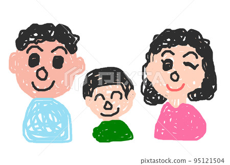 孩子畫的父親和母親家庭插圖 95121504