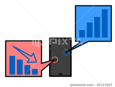 Illustration of watching a graph app on a smartphone Illustration of watching a graph app on a smartphone 95121687