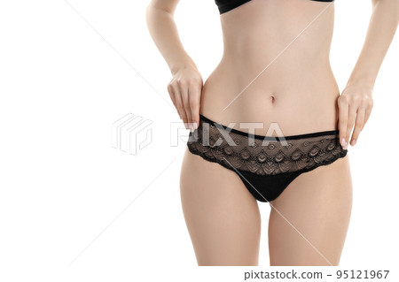 Young woman body in underwear isolated on white background Young woman body in underwear isolated on white background 95121967