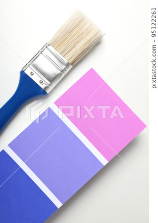 Color palette and brush on white background Color palette and brush on white background 95122261