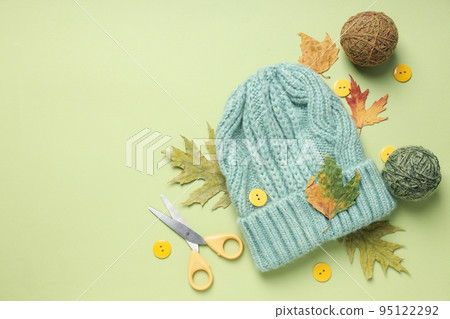 Concept of hobby, knitting, space for text Concept of hobby, knitting, space for text 95122292