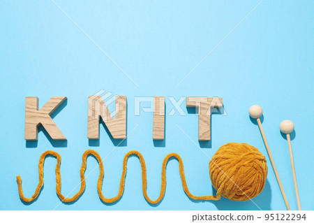Concept of hobby, knitting, space for text 95122294
