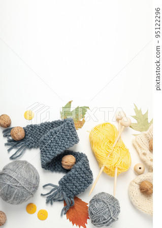 Concept of hobby, knitting, space for text Concept of hobby, knitting, space for text 95122296