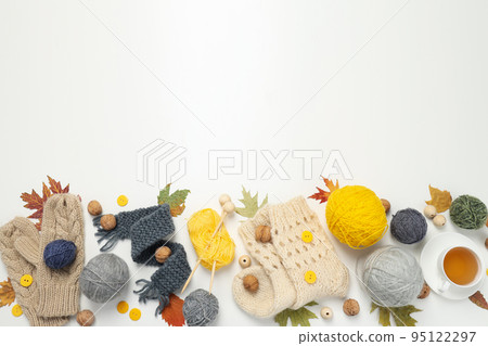 Concept of hobby, knitting, space for text 95122297