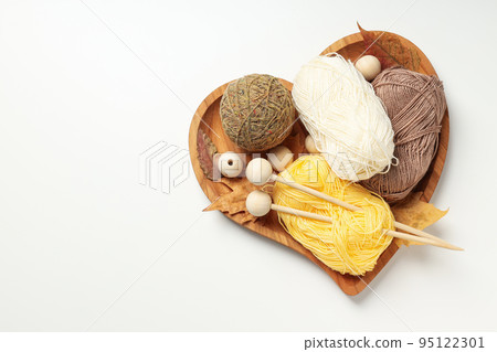 Concept of hobby, knitting, space for text 95122301