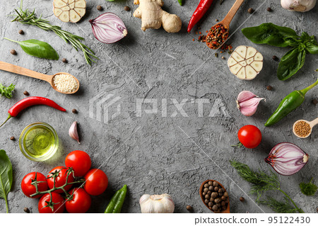 Concept of cooking, different spices, space for text Concept of cooking, different spices, space for text 95122430