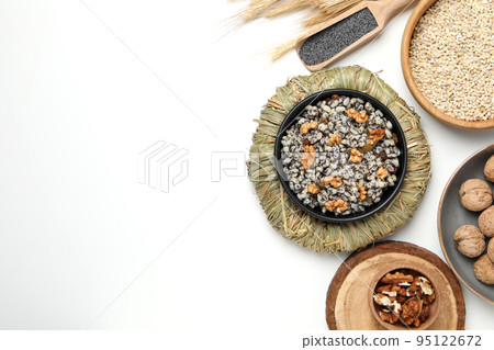 Concept of Orthodox Christmas food, Kutya, space for text 95122672