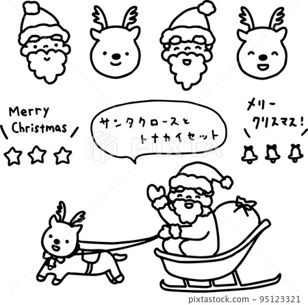 鬆散的聖誕老人和馴鹿插圖集手繪線描 95123321