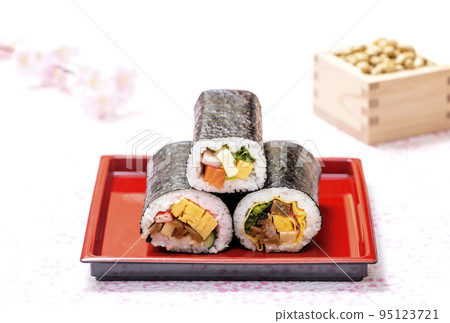 Eho-maki seaweed roll sushi rolls and Fukumame Setsubun image material 95123721