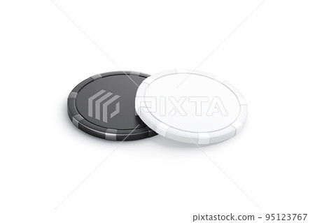Blank black and white plastic round chip mockup pair, isolated Blank black and white plastic round chip mockup pair, isolated 95123767