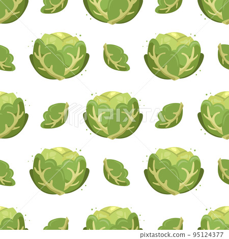 Seamless pattern, white cabbage, vegetable print. Kitchen decor, textile, vector Seamless pattern, white cabbage, vegetable print. Kitchen decor, textile, vector 95124377