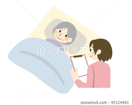 Nurse and elderly person interview check Nurse and elderly person interview check 95124891