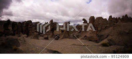 sandstone rock formation at Imata in Salinas and Aguada Blanca National Reservation, Arequipa, Peru sandstone rock formation at Imata in Salinas and Aguada Blanca National Reservation, Arequipa, Peru 95124909