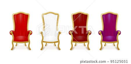 Set of different colored royal thrones, realistic, vector illustration 95125031