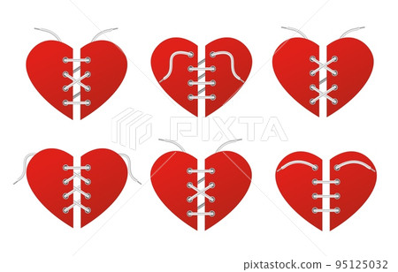 Set of shoe lacing schemes, realistic, vector illustration Set of shoe lacing schemes, realistic, vector illustration 95125032