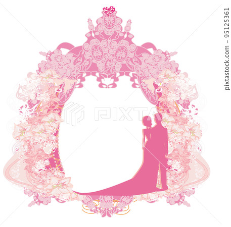 stylish wedding invitation card with vintage ornament background. 95125361