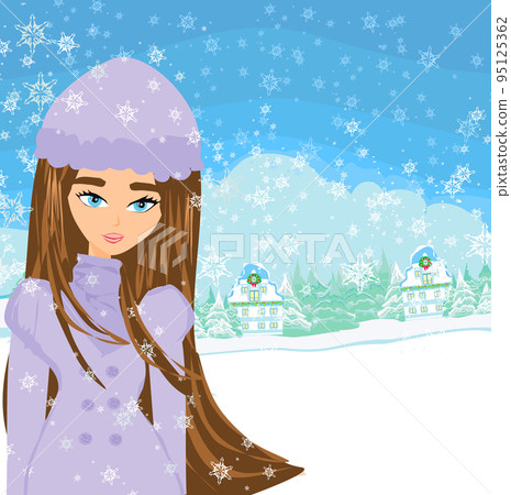 beautiful woman doing the shopping in winter beautiful woman doing the shopping in winter 95125362