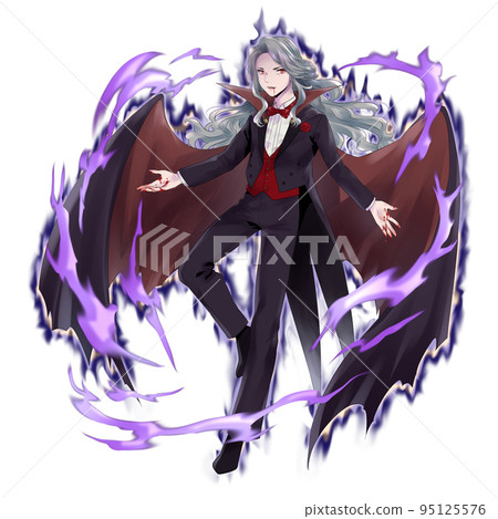 一個像吸血鬼一樣的長發男人的插圖,帶有效果和血液 一個像吸血鬼一樣的長發男人的插圖,帶有效果和血液 95125576