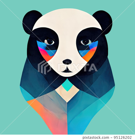 Stylized portrait of a panda bear. Bright panda sticker. Digital illustration. Stylized portrait of a panda bear. Bright panda sticker. Digital illustration. 95126202
