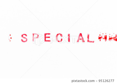 Red color ink rubber stamp in word special on white paper background Red color ink rubber stamp in word special on white paper background 95126277
