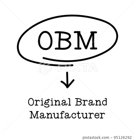 Letter of abbreviation OBM in circle and word Original brand manufacturer on white background 95126292