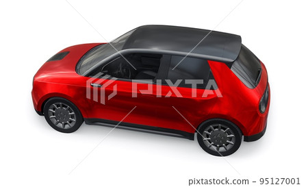 Compact urban electric car with a cute design and advanced technologies of the future on a white background. 3d illustration. 95127001