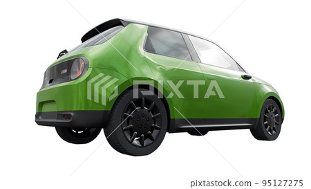 Compact urban electric car with a cute design and advanced technologies of the future on a white background. 3d illustration. 95127275