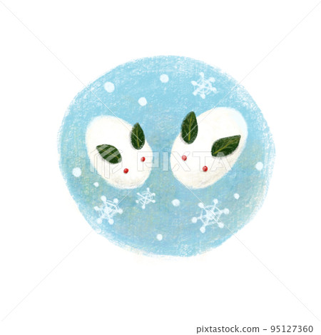 Snow rabbit, New Year's card, greeting during the winter, material 95127360