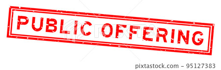 Grunge red public offering word square rubber seal stamp on white background 95127383