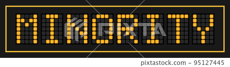 Orange color led banner in word minority on black background 95127445