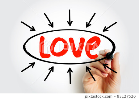 LOVE - Living Our Values Everyday acronym text with arrows, concept for presentations and reports 95127520